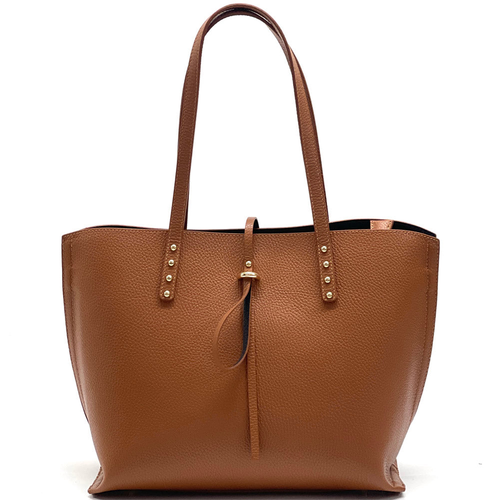 Belinda Leather Shopping Bag - Made In Italy