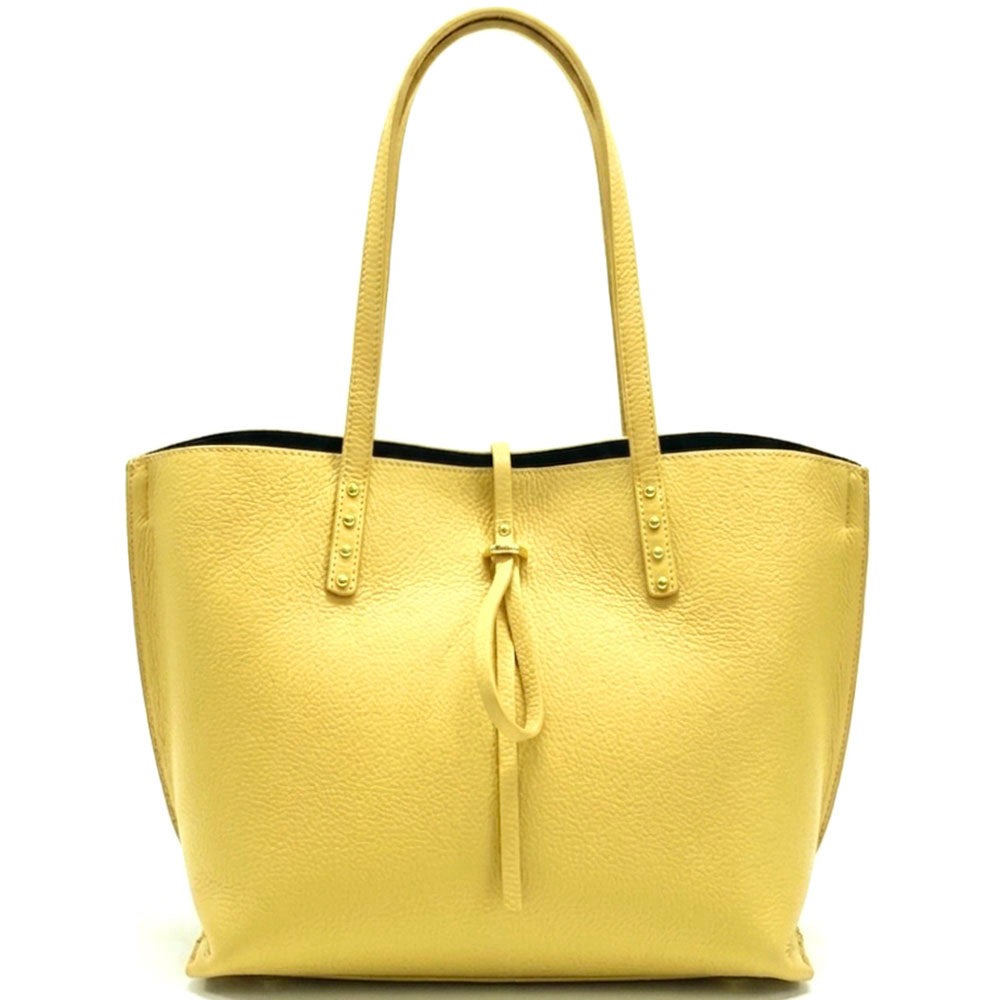 Belinda Leather Shopping Bag - Made In Italy