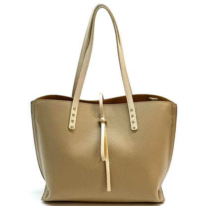 Belinda Leather Shopping Bag - Made In Italy