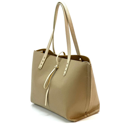 Belinda Leather Shopping Bag - Made In Italy