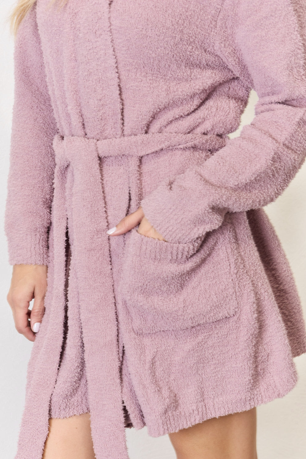 Hailey &amp; Co Tie Front Long Sleeve Robe