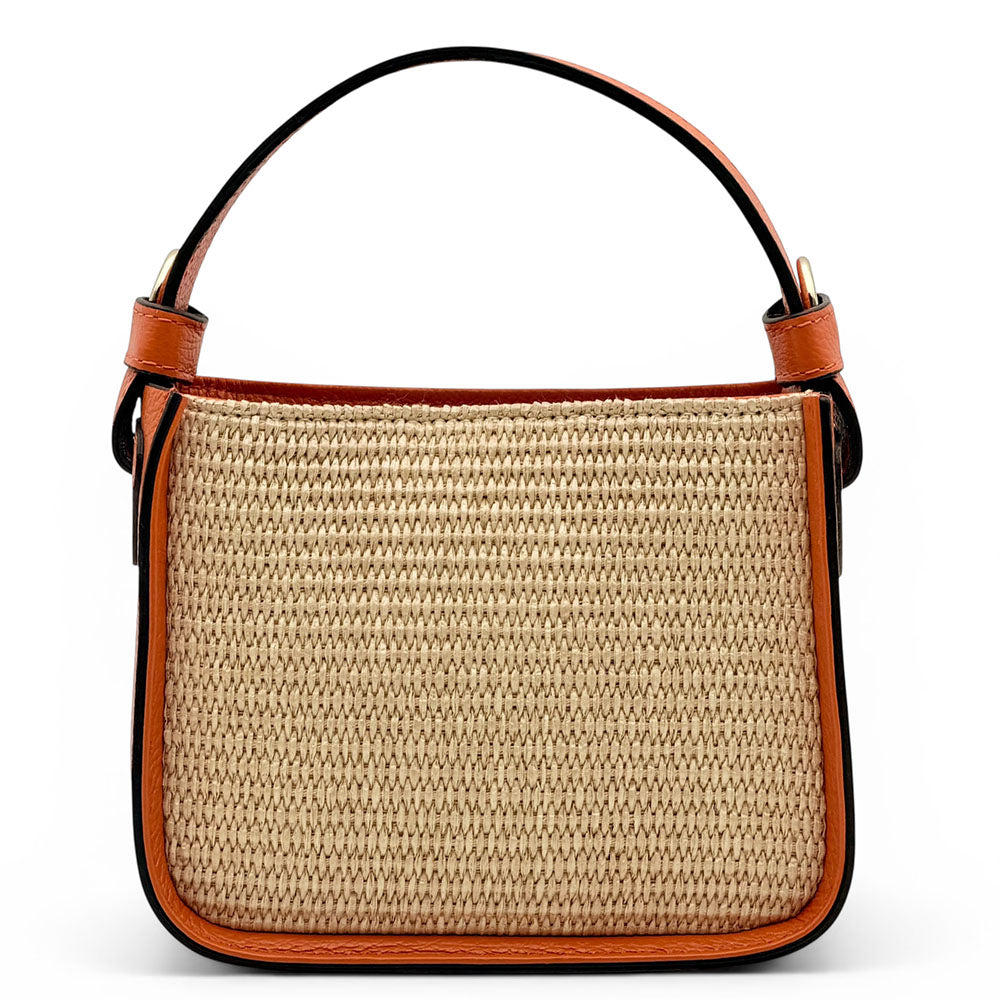 Alice Raffia &amp; Leather Top Handle Bag - Made In Italy