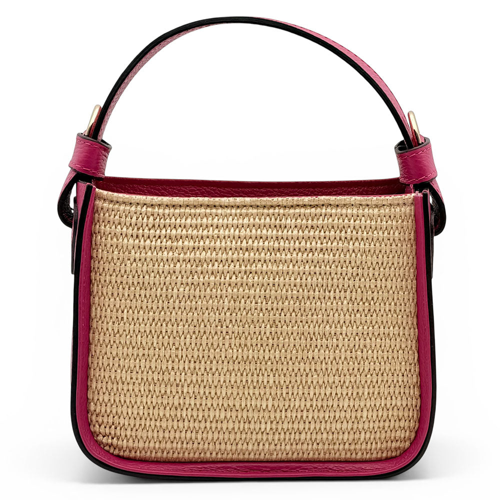 Alice Raffia &amp; Leather Top Handle Bag - Made In Italy