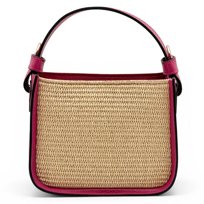 Alice Raffia &amp; Leather Top Handle Bag - Made In Italy