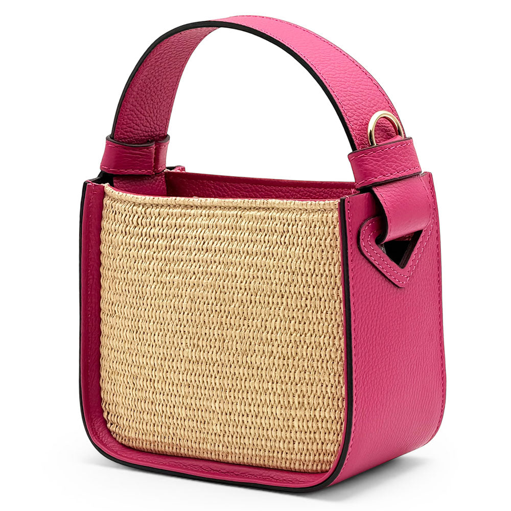 Alice Raffia &amp; Leather Top Handle Bag - Made In Italy