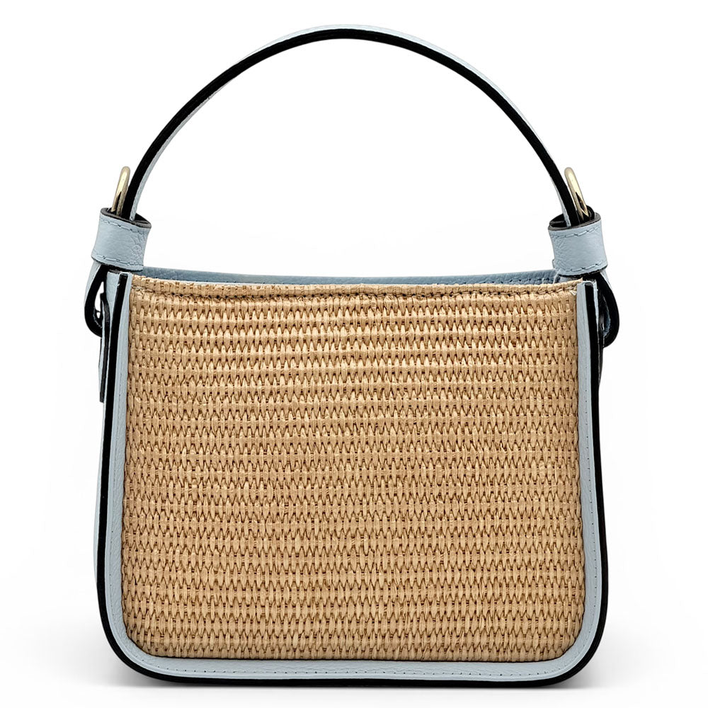 Alice Raffia &amp; Leather Top Handle Bag - Made In Italy