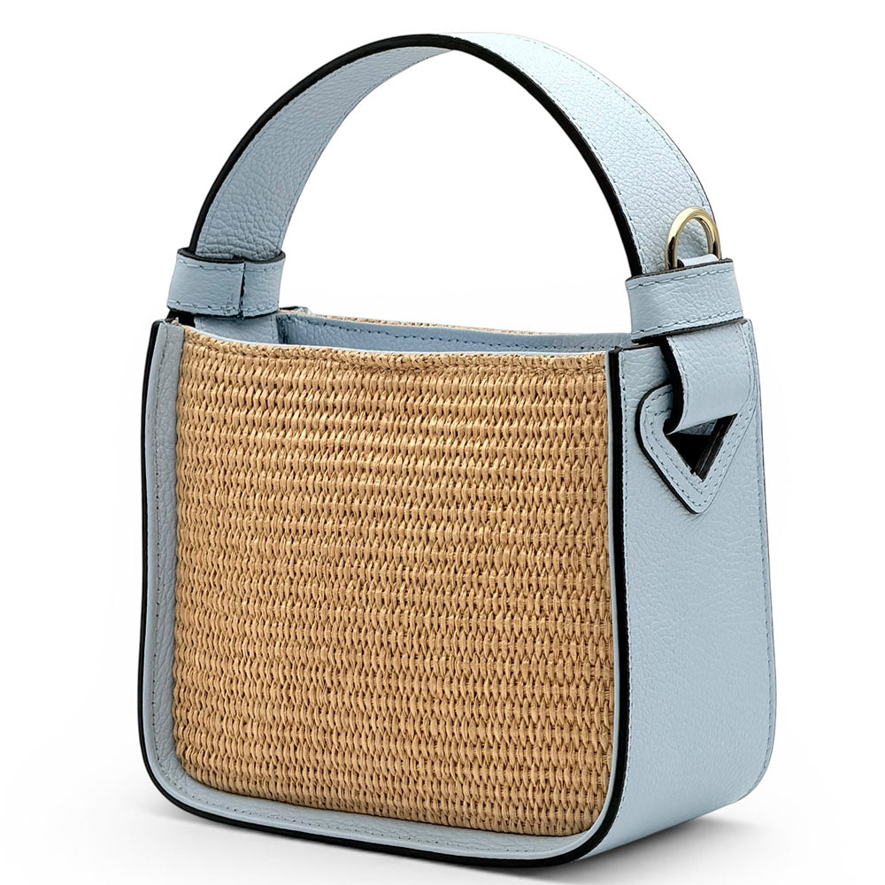 Alice Raffia &amp; Leather Top Handle Bag - Made In Italy