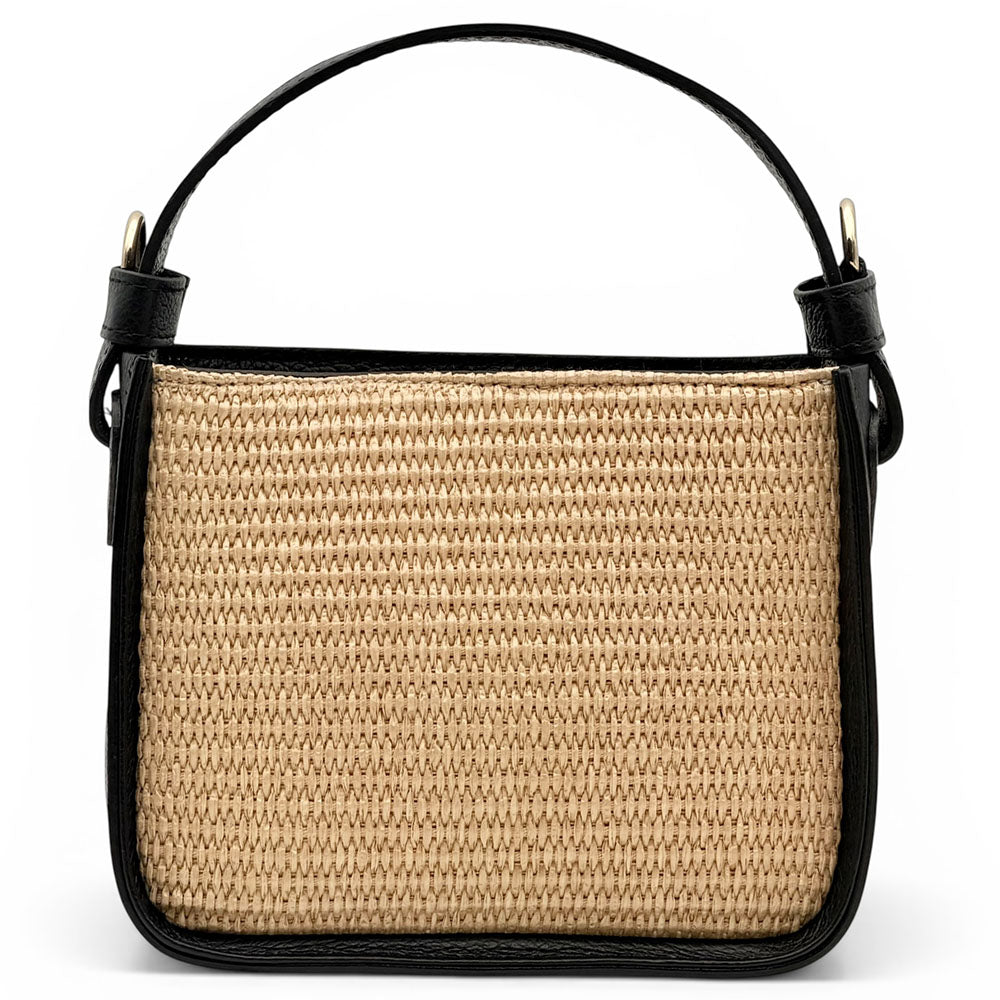 Alice Raffia &amp; Leather Top Handle Bag - Made In Italy