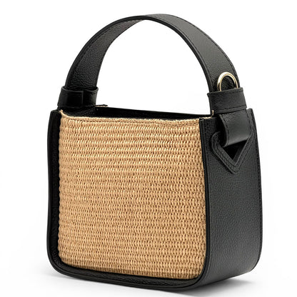 Alice Raffia &amp; Leather Top Handle Bag - Made In Italy