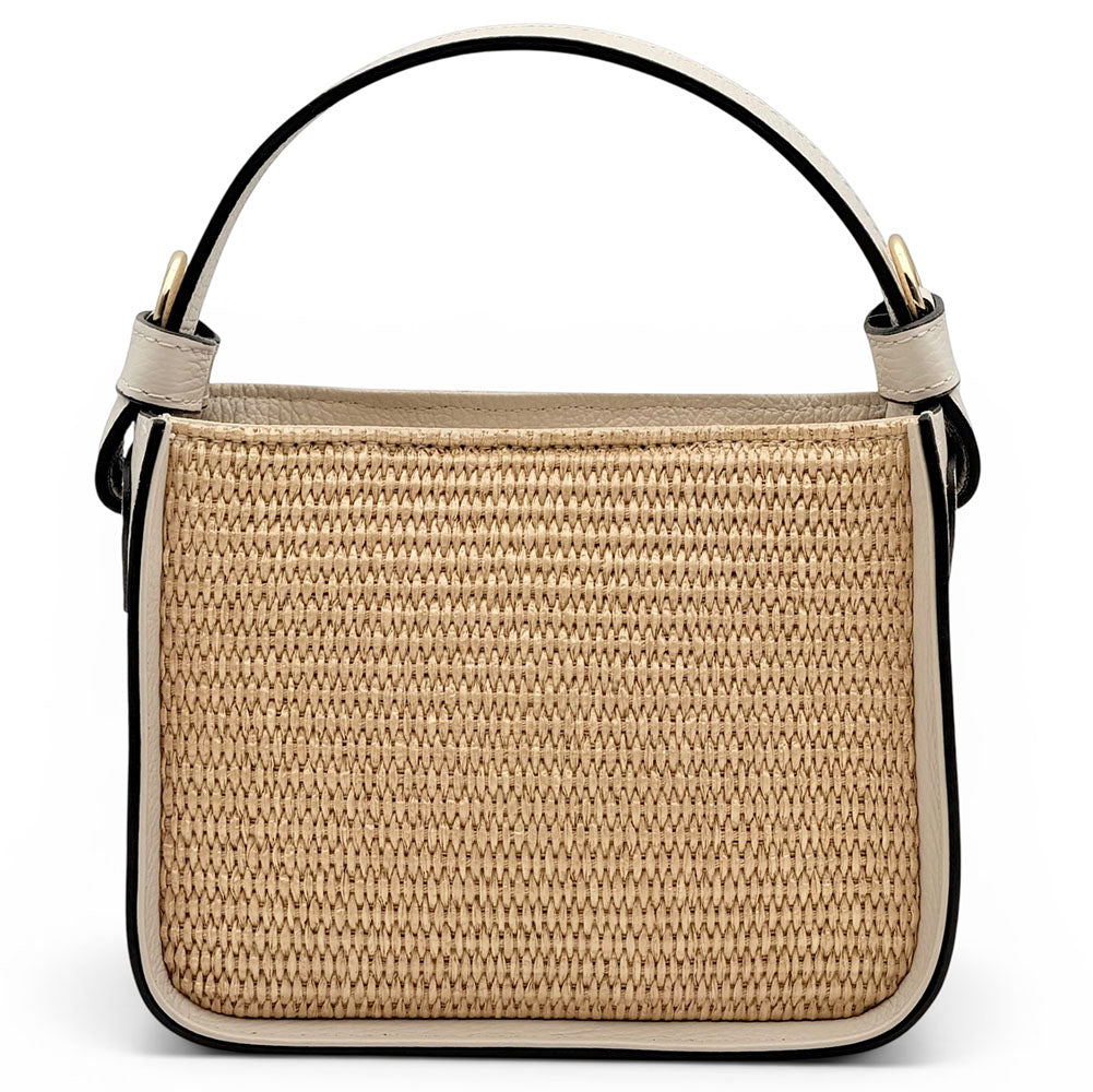 Alice Raffia &amp; Leather Top Handle Bag - Made In Italy