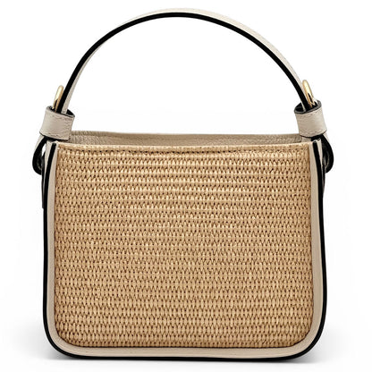 Alice Raffia &amp; Leather Top Handle Bag - Made In Italy