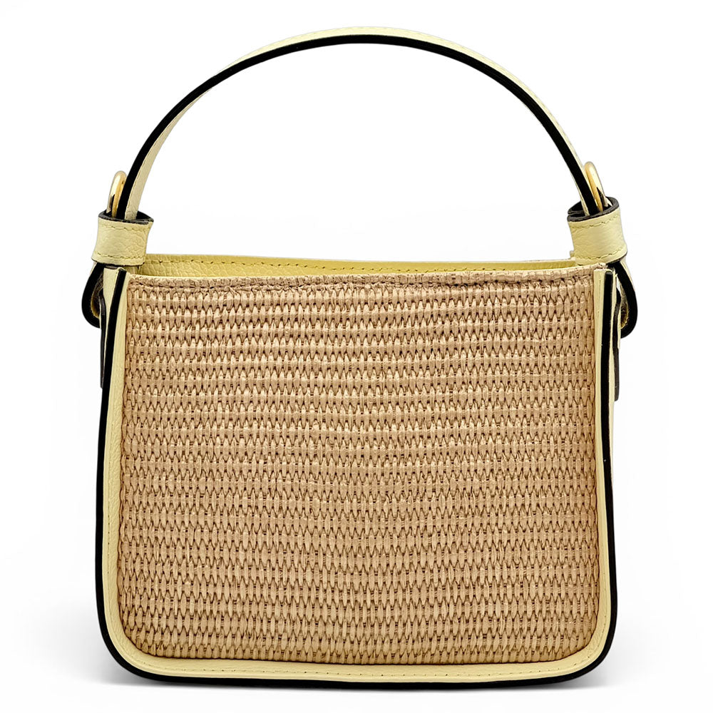Alice Raffia &amp; Leather Top Handle Bag - Made In Italy