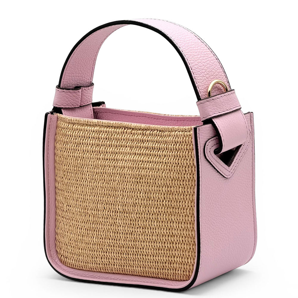 Alice Raffia &amp; Leather Top Handle Bag - Made In Italy