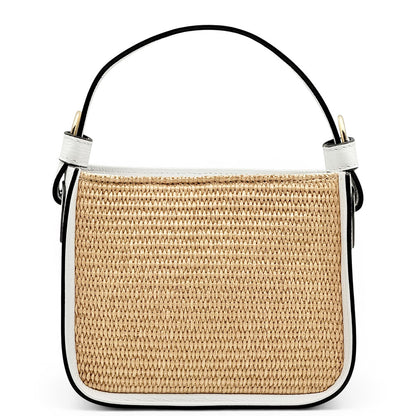 Alice Raffia &amp; Leather Top Handle Bag - Made In Italy