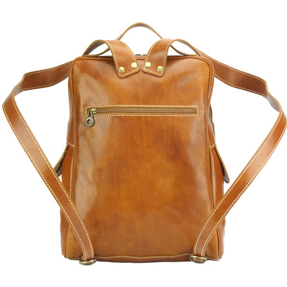 Gabriele Vegetable Tanned Cow Leather Backpack - Made In Italy