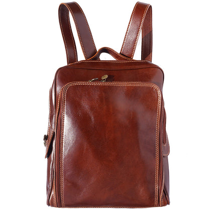 Gabriele Vegetable Tanned Cow Leather Backpack - Made In Italy