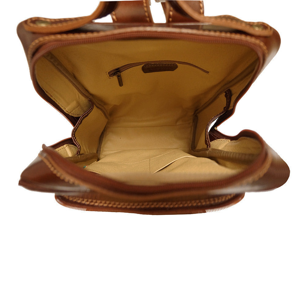 Gabriele Vegetable Tanned Cow Leather Backpack - Made In Italy