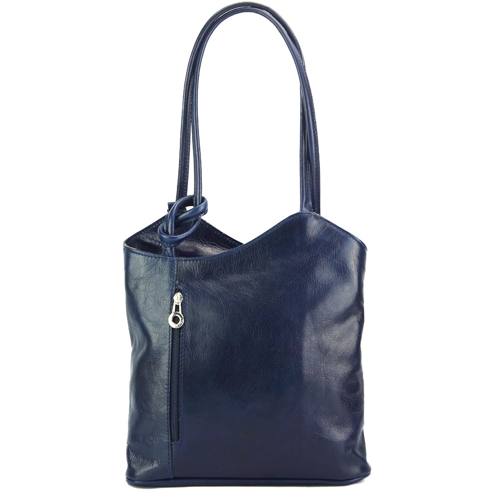 Cloe V Leather Convertible Shoulder Bag - Made In Italy