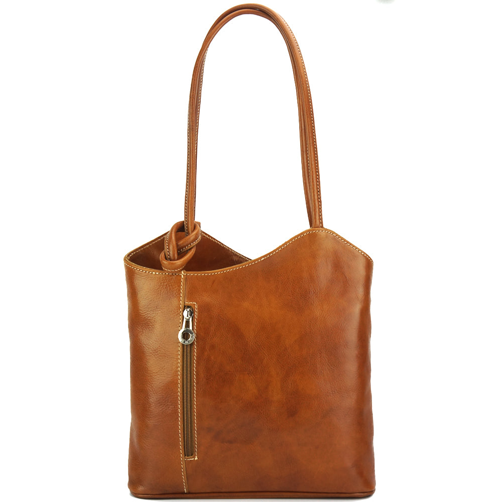 Cloe V Leather Convertible Shoulder Bag - Made In Italy