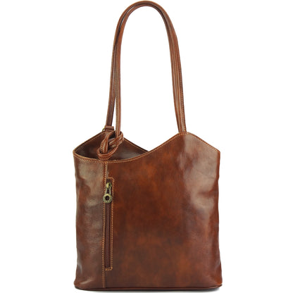 Cloe V Leather Convertible Shoulder Bag - Made In Italy
