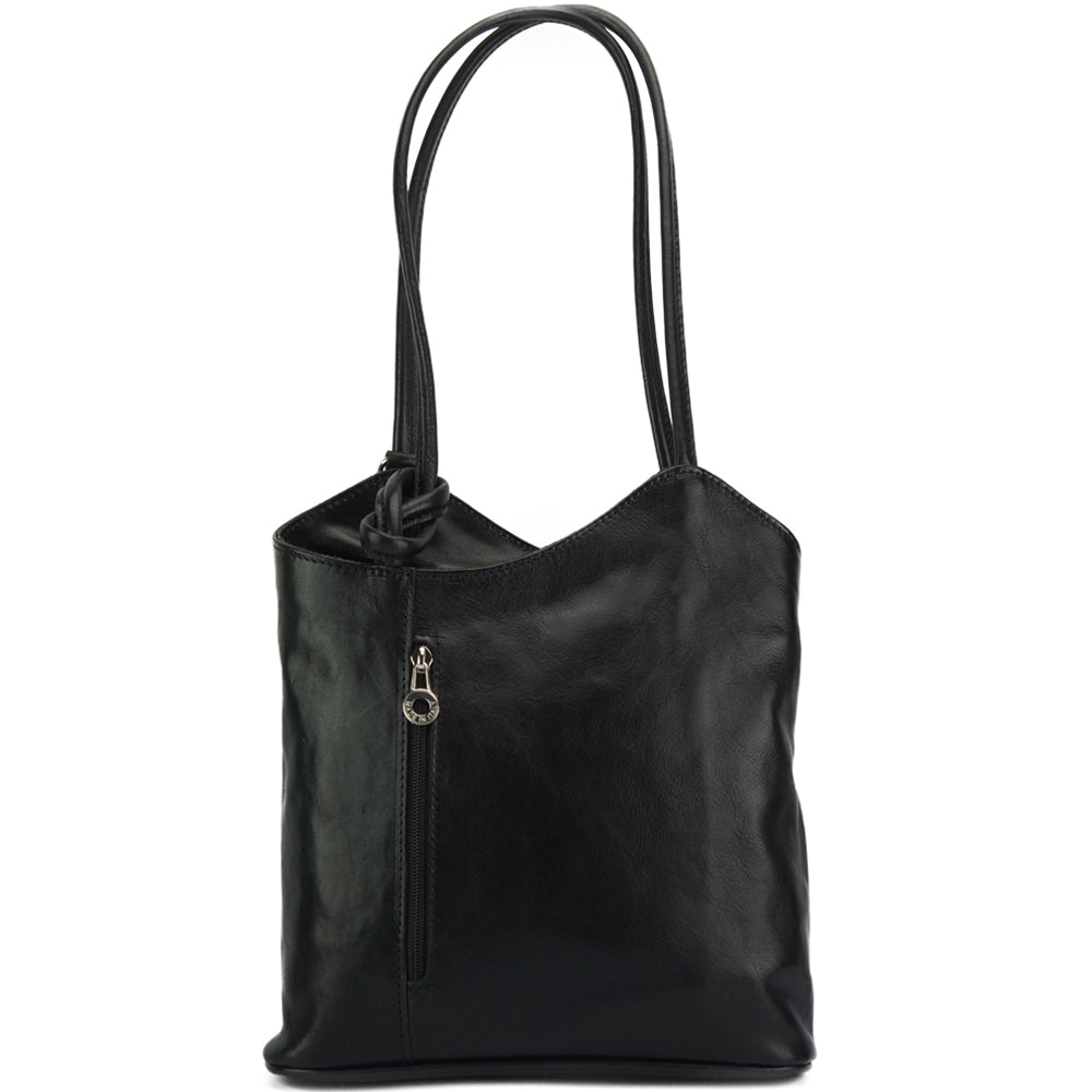 Cloe V Leather Convertible Shoulder Bag - Made In Italy
