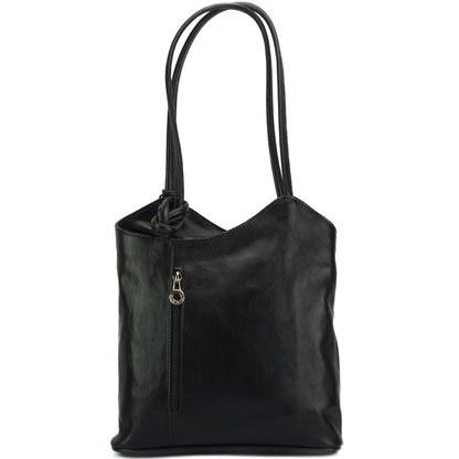 Cloe V Leather Convertible Shoulder Bag - Made In Italy