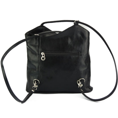 Cloe V Leather Convertible Shoulder Bag - Made In Italy
