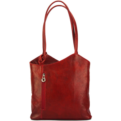 Cloe V Leather Convertible Shoulder Bag - Made In Italy