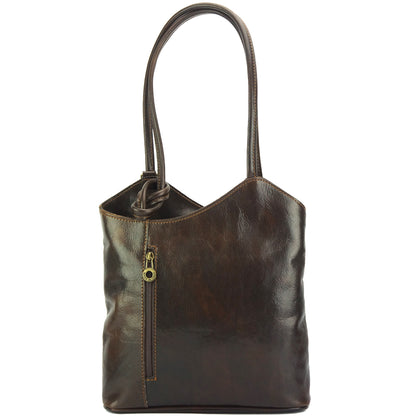 Cloe V Leather Convertible Shoulder Bag - Made In Italy