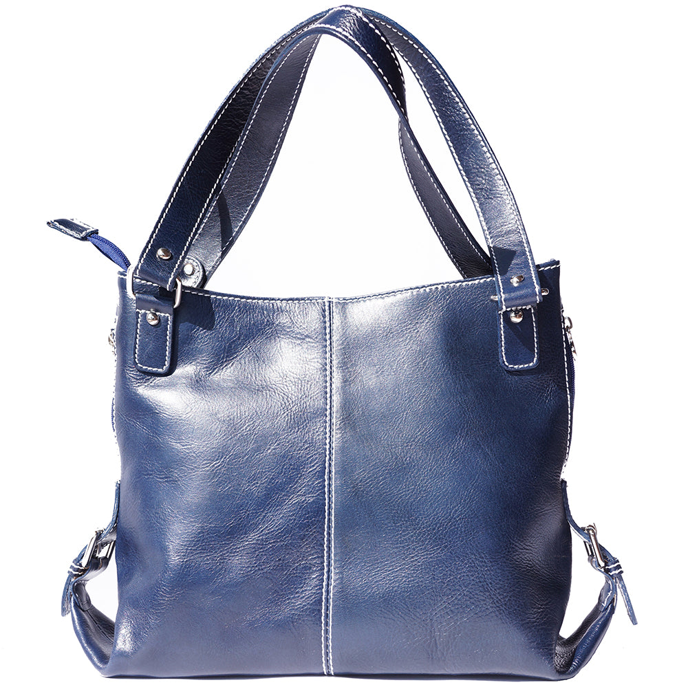 Shopping bag with double handle made of genuine calf leather  - Made In Italy