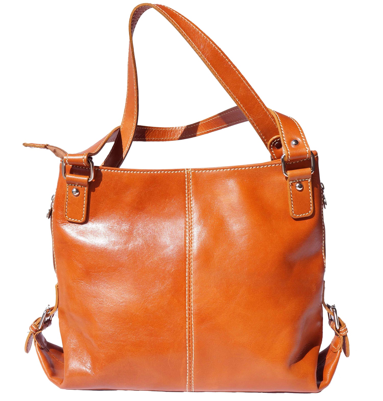 Shopping bag with double handle made of genuine calf leather  - Made In Italy