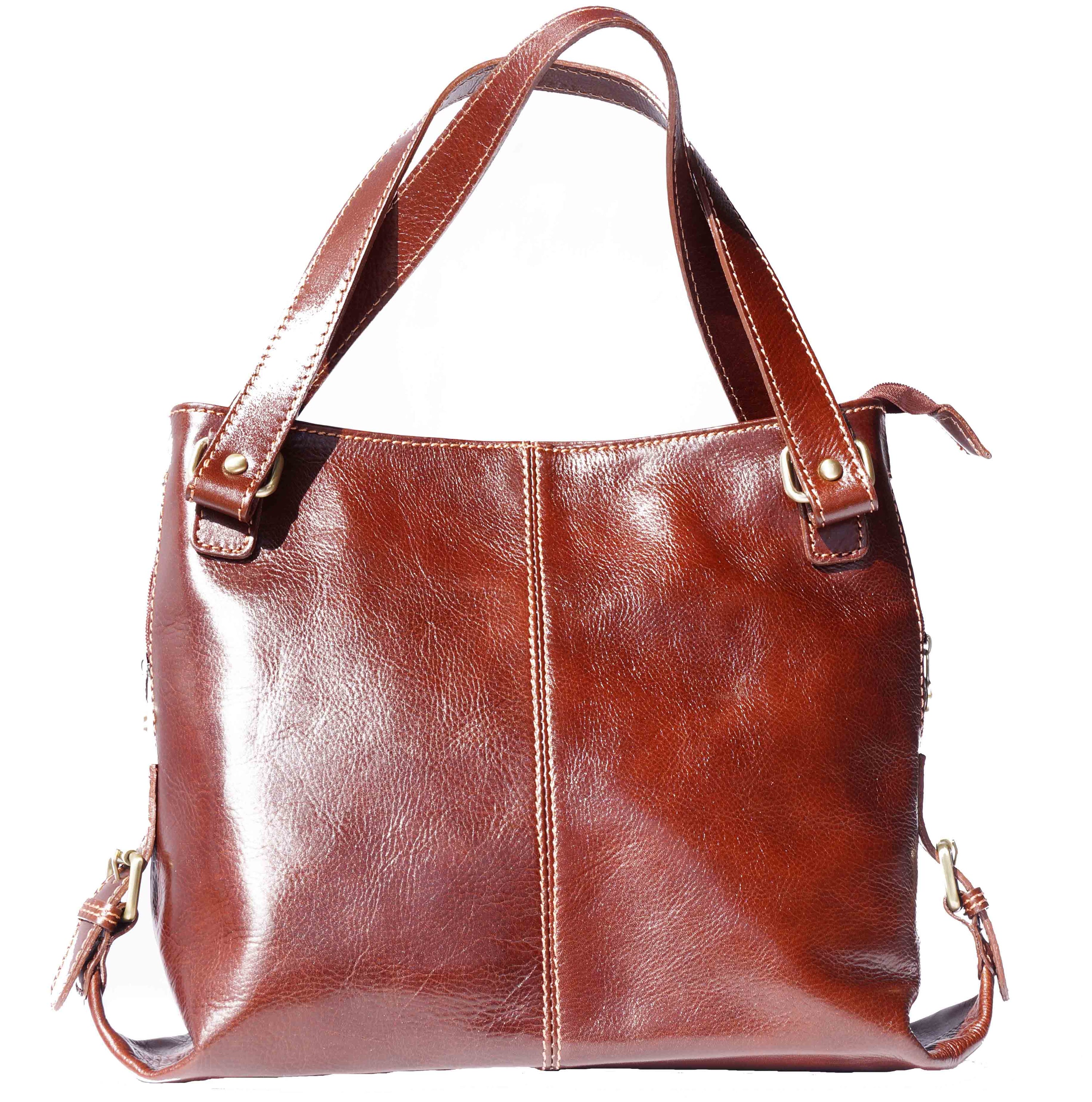 Shopping bag with double handle made of genuine calf leather  - Made In Italy
