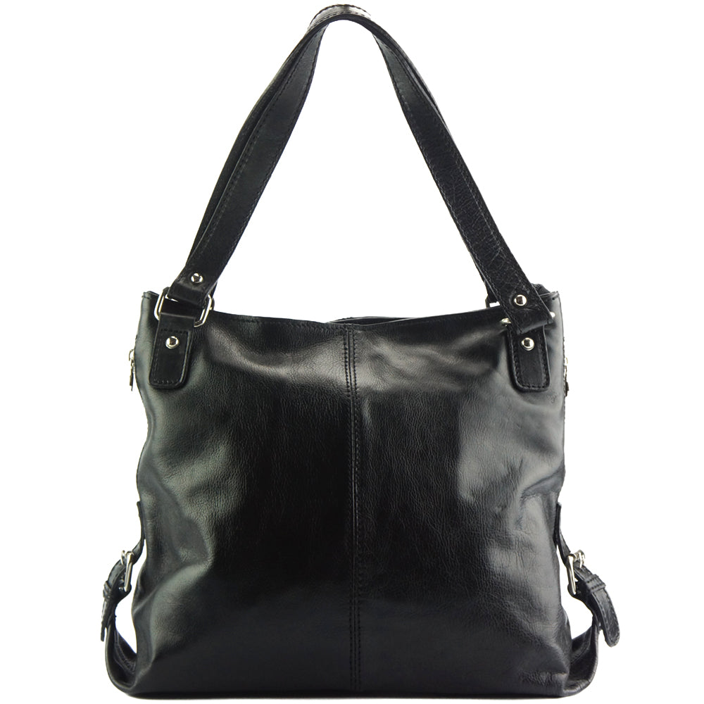 Shopping bag with double handle made of genuine calf leather  - Made In Italy