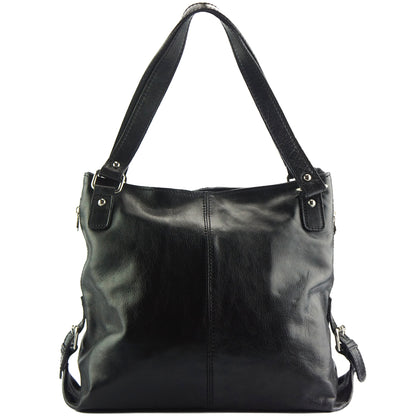 Shopping bag with double handle made of genuine calf leather  - Made In Italy