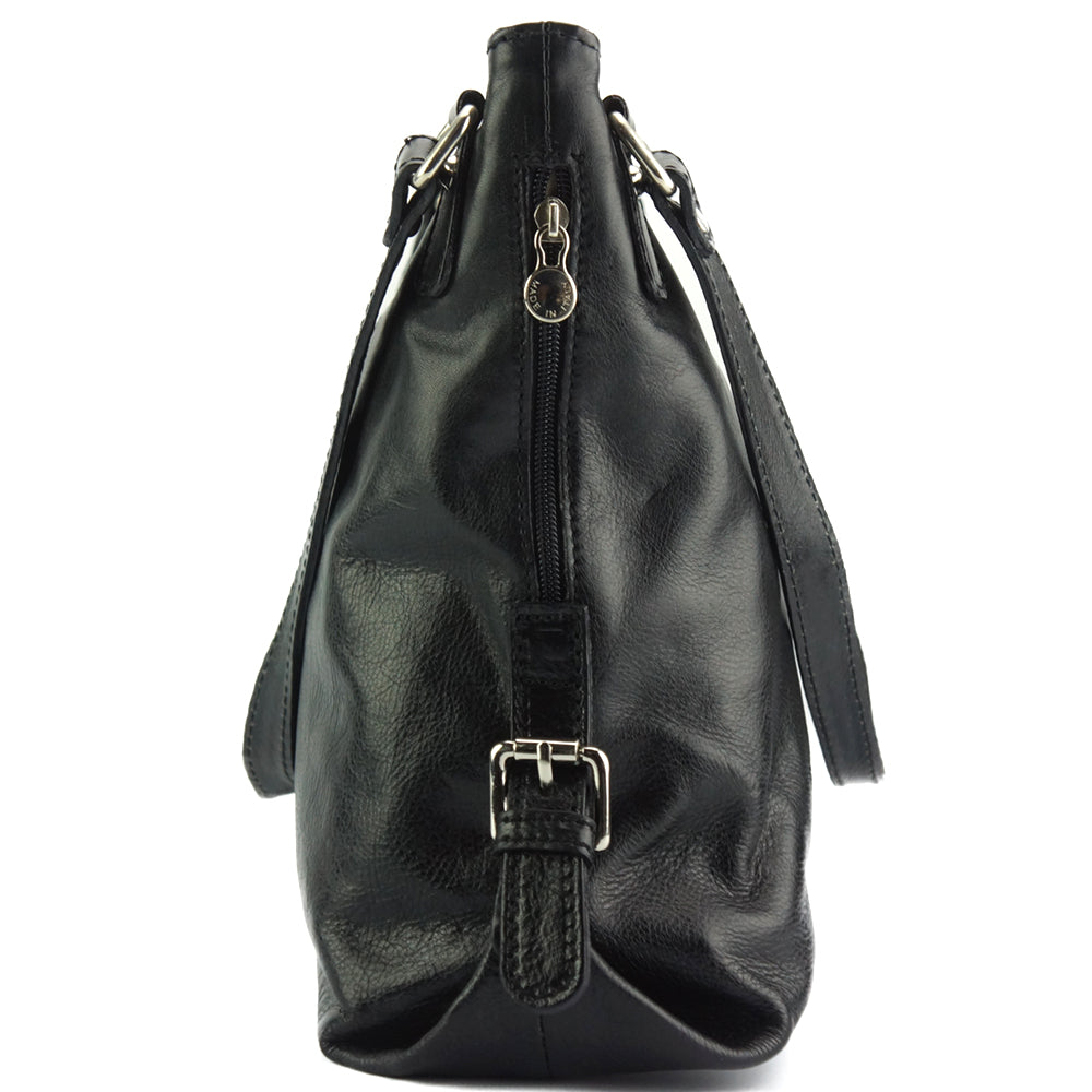 Shopping bag with double handle made of genuine calf leather  - Made In Italy