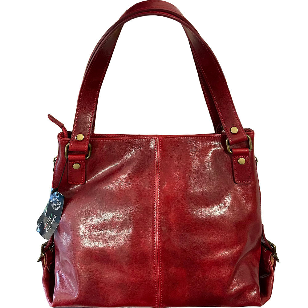 Shopping bag with double handle made of genuine calf leather  - Made In Italy
