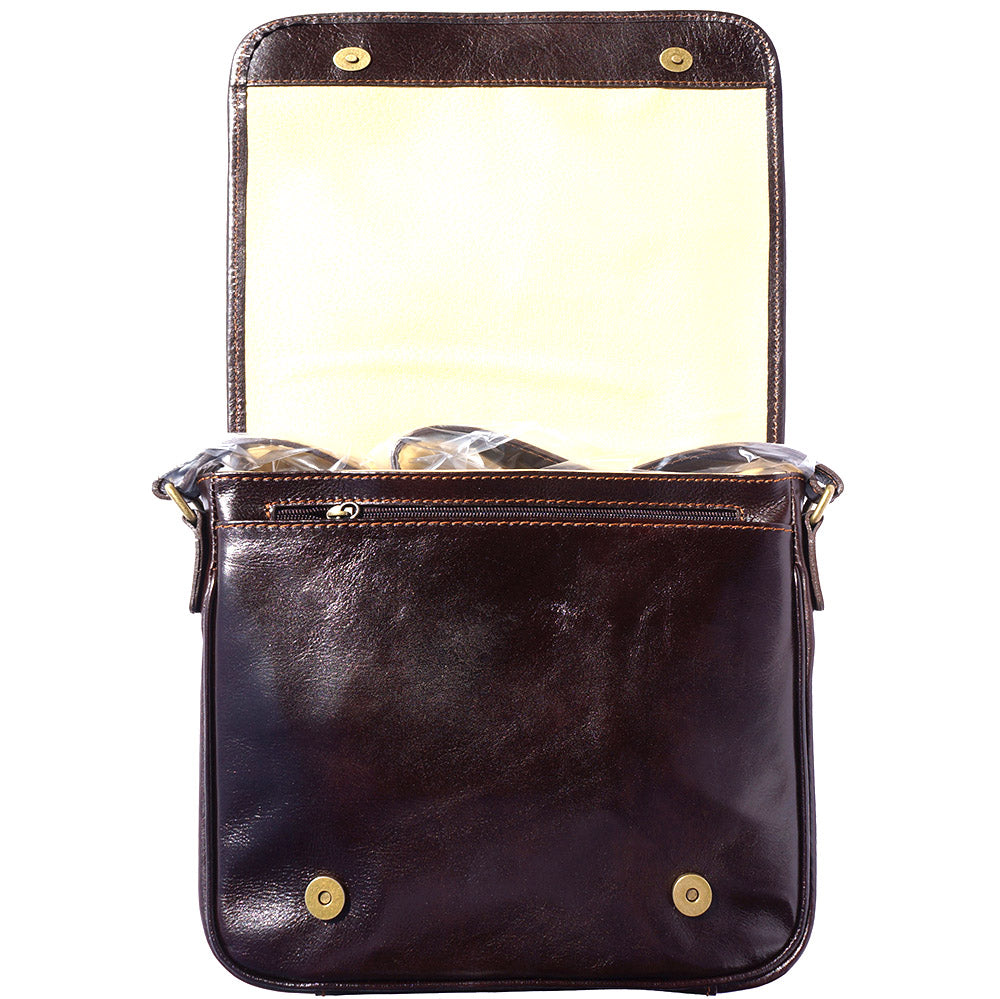 Christopher Messenger Bag in Vegetable Tanned Cow Leather - Made In Italy