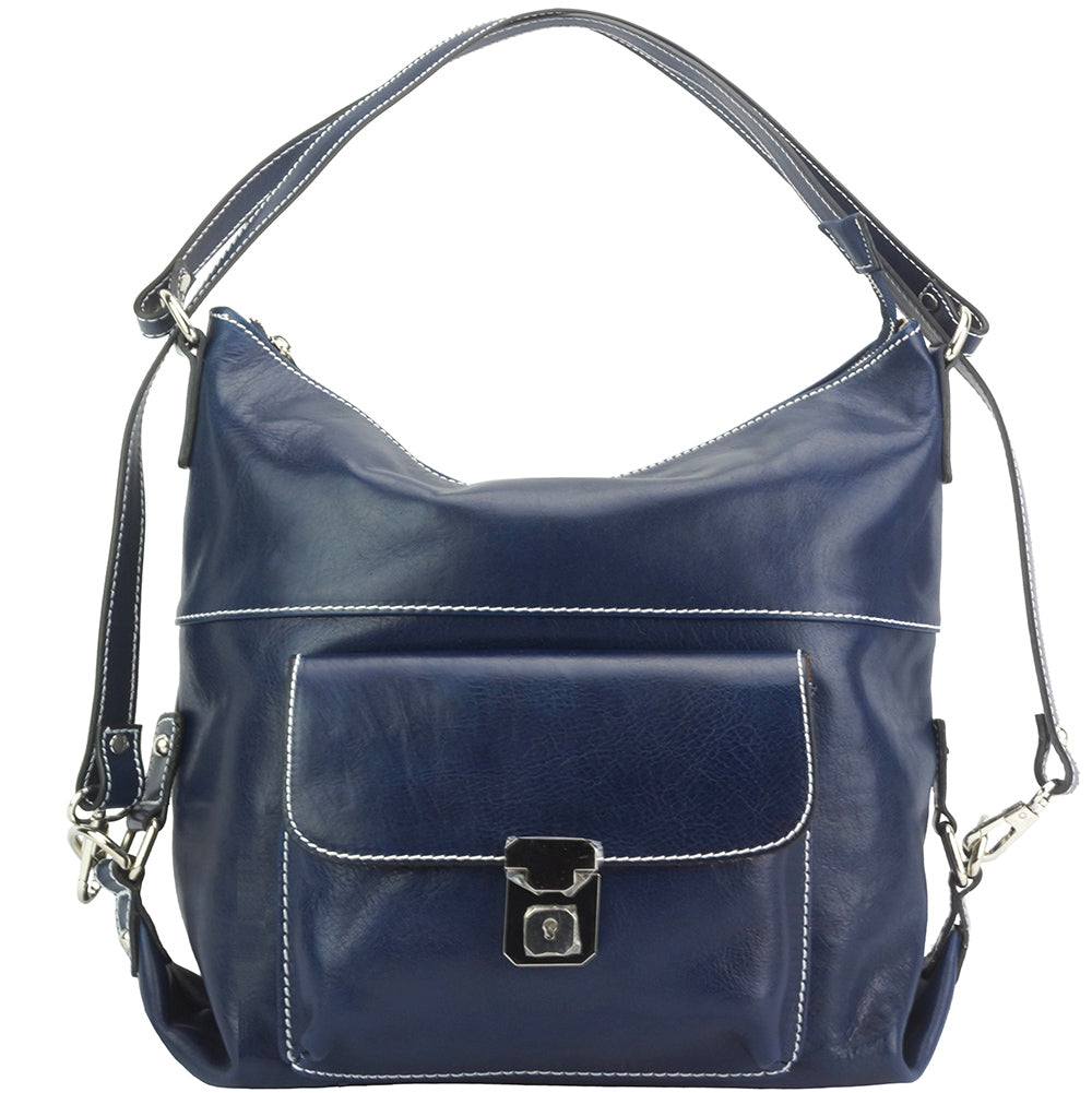 Barbara Convertible Leather Shoulder and Backpack Bag - Made In Italy