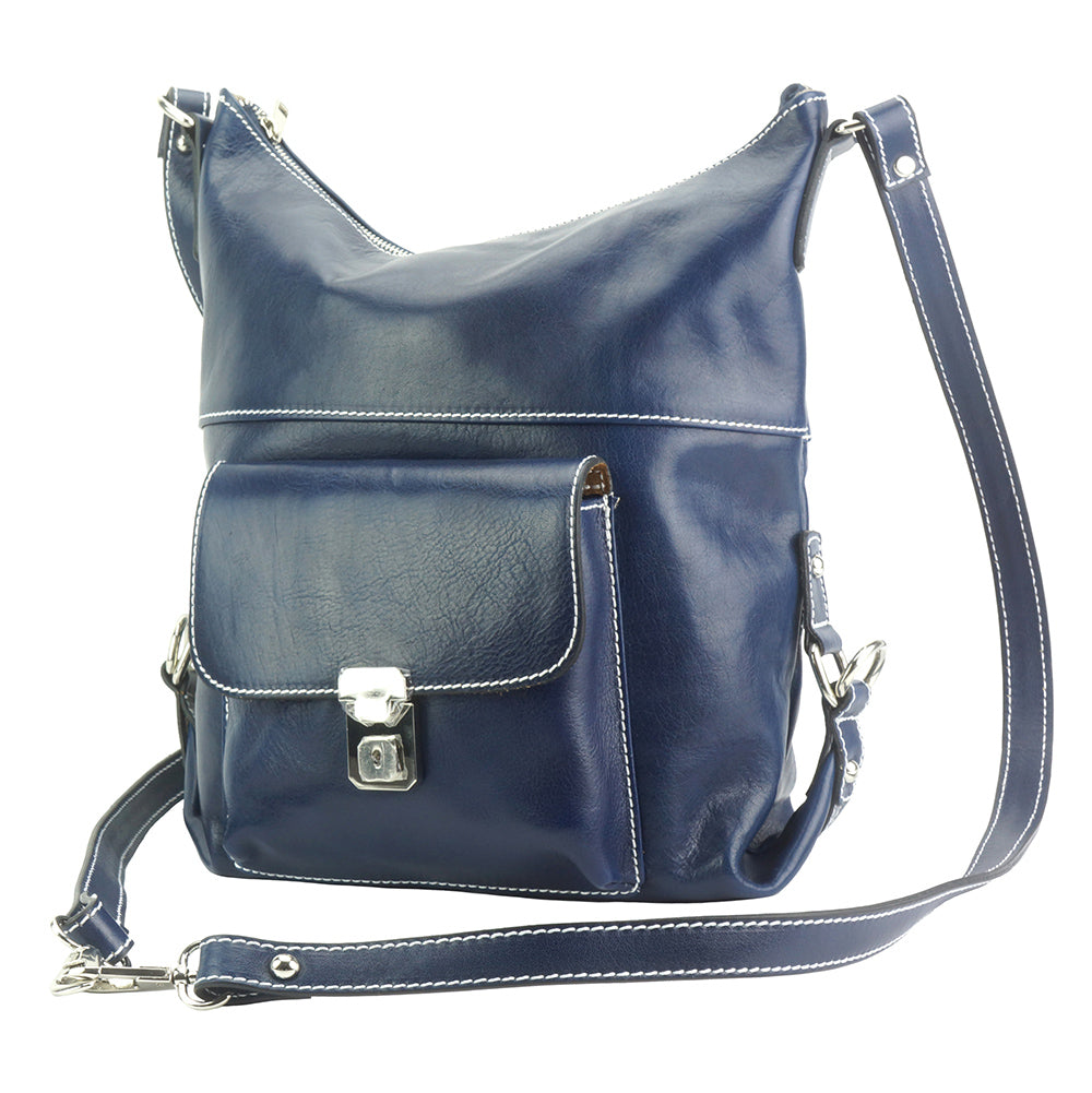 Barbara Convertible Leather Shoulder and Backpack Bag - Made In Italy