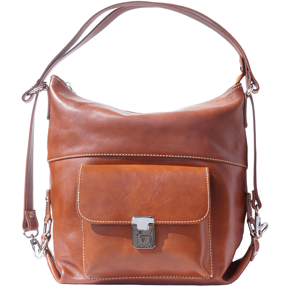 Barbara Convertible Leather Shoulder and Backpack Bag - Made In Italy