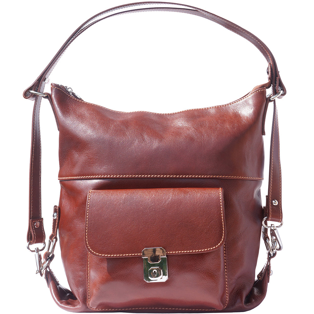 Barbara Convertible Leather Shoulder and Backpack Bag - Made In Italy