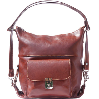Barbara Convertible Leather Shoulder and Backpack Bag - Made In Italy