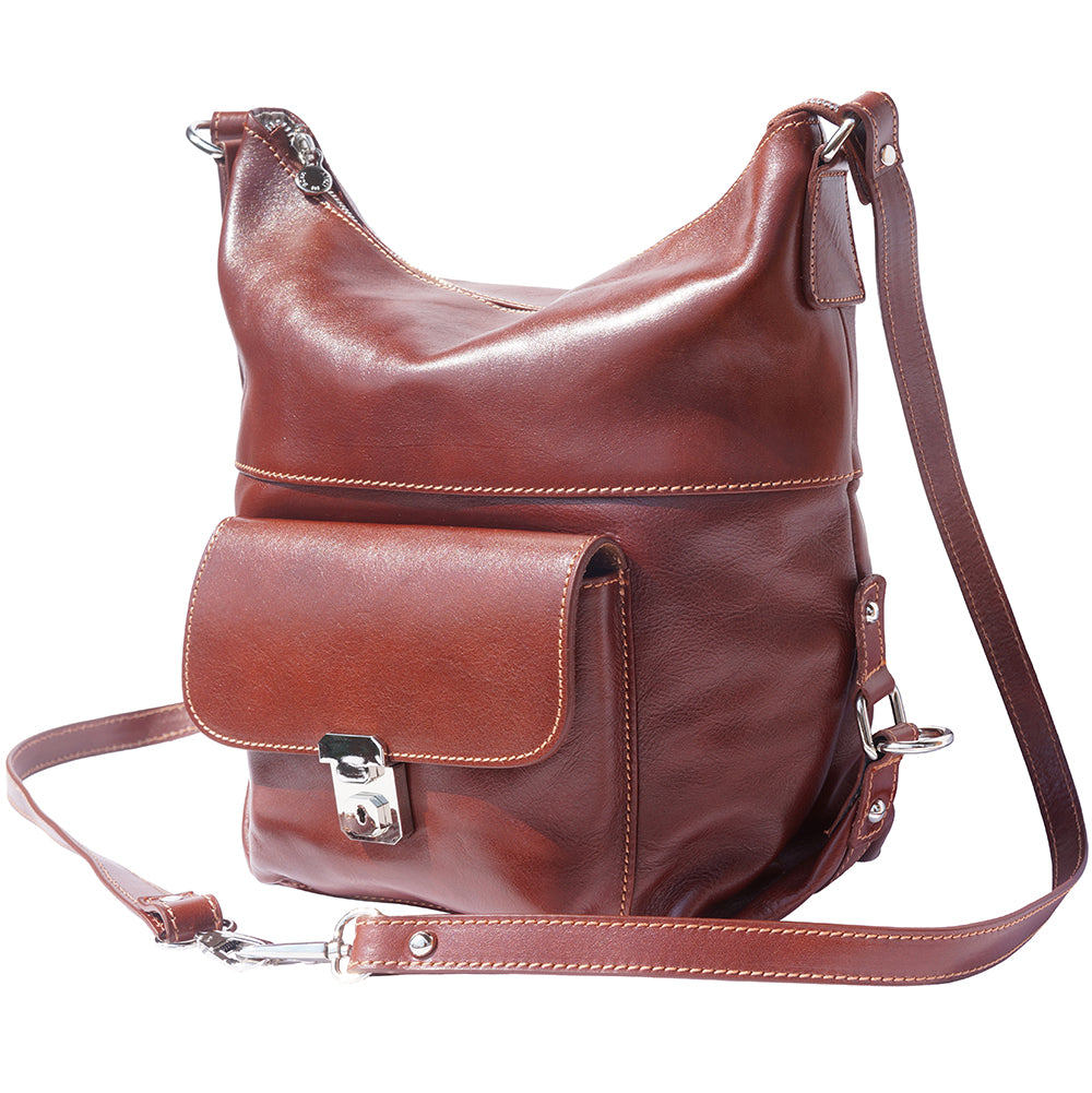 Barbara Convertible Leather Shoulder and Backpack Bag - Made In Italy