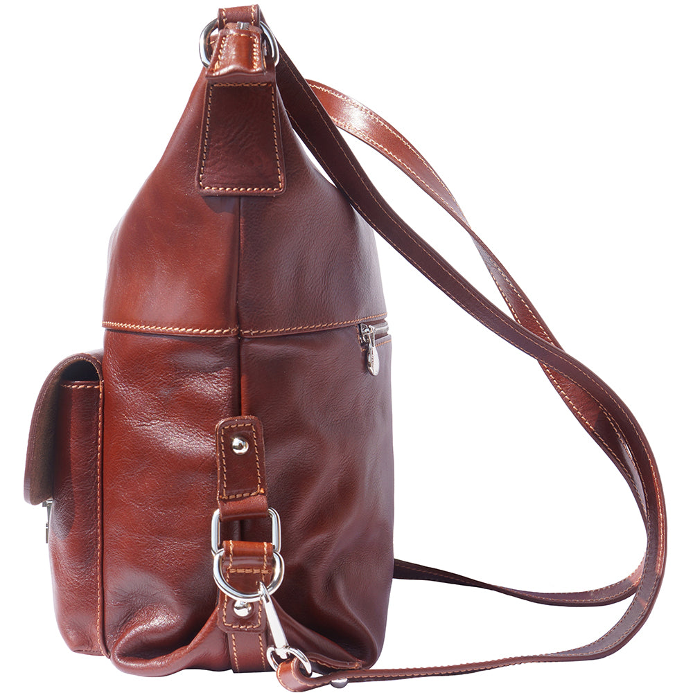 Barbara Convertible Leather Shoulder and Backpack Bag - Made In Italy