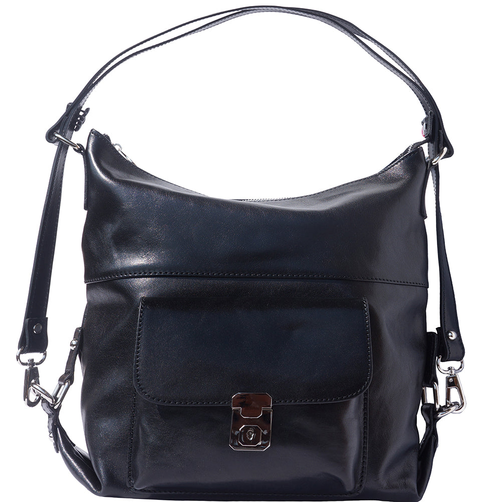 Barbara Convertible Leather Shoulder and Backpack Bag - Made In Italy