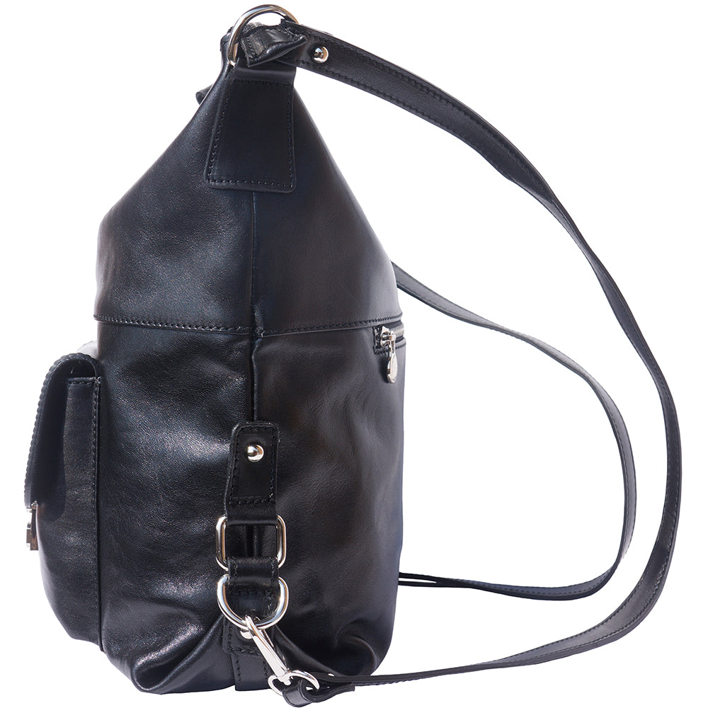Barbara Convertible Leather Shoulder and Backpack Bag - Made In Italy
