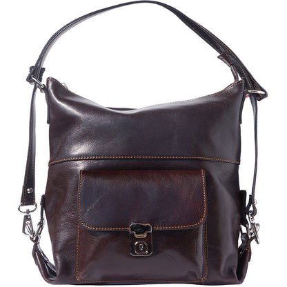 Barbara Convertible Leather Shoulder and Backpack Bag - Made In Italy