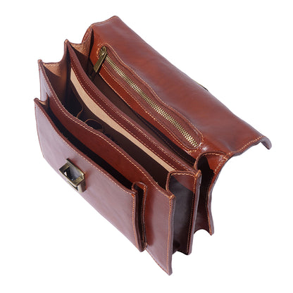 Lucio Mini leather briefcase - Made In Italy
