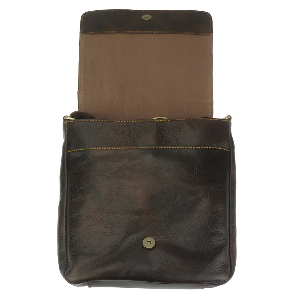 Messenger Amico with genuine leather - Made In Italy