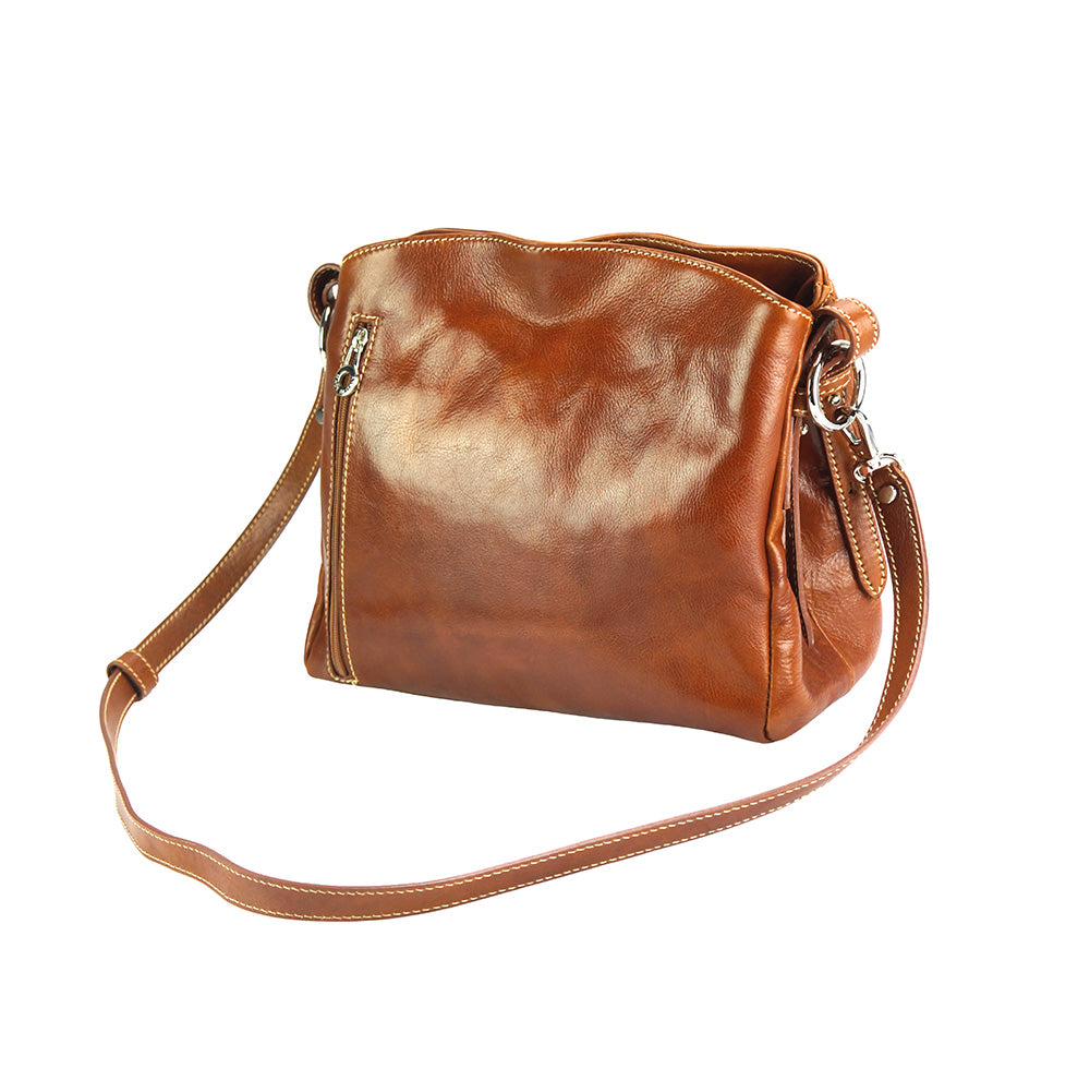 Viviana V Vegetable Tanned Cow Leather Shoulder Bag - Made In Italy